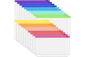 Antner 20PCS A6 Binder Pockets 6-Hole Budget Binder Inserts, 10 Assorted Color Zipper Pouch Folders Cash Stuffing Envelopes for Budgeting, Loose Leaf Filling Bags Money Organizer for A6 6-Ring Binders