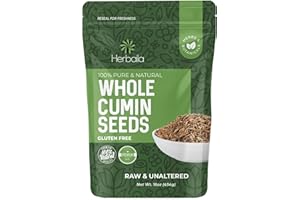Herbaila Cumin Seeds Whole 16oz, Cumin Seasoning, Jeera Cumin Seeds, Excellent Flavor, Aromatic, Whole Cumin Seed, Best for Tempering, Cooking, Spice Blends & Seasonings, Cumin Spice 1 lb