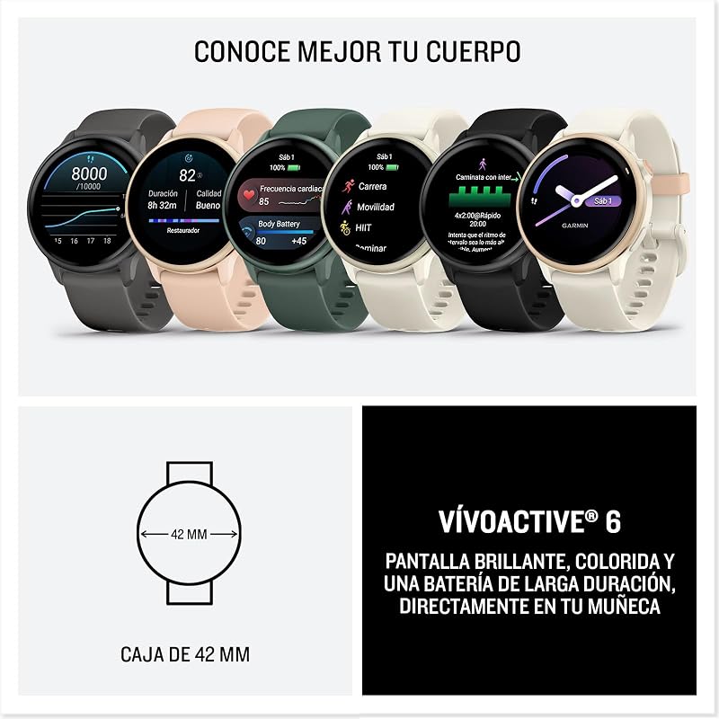 Vívoactive 6, Relógio Inteligente com GPS, Ecrã AMOLED, Funcionalidades de Saúde, Treinos de Mobilidade, Treino Avançado do Sono e até 11 dias de autonomia, Cinzento, Exclusivo da Amazon