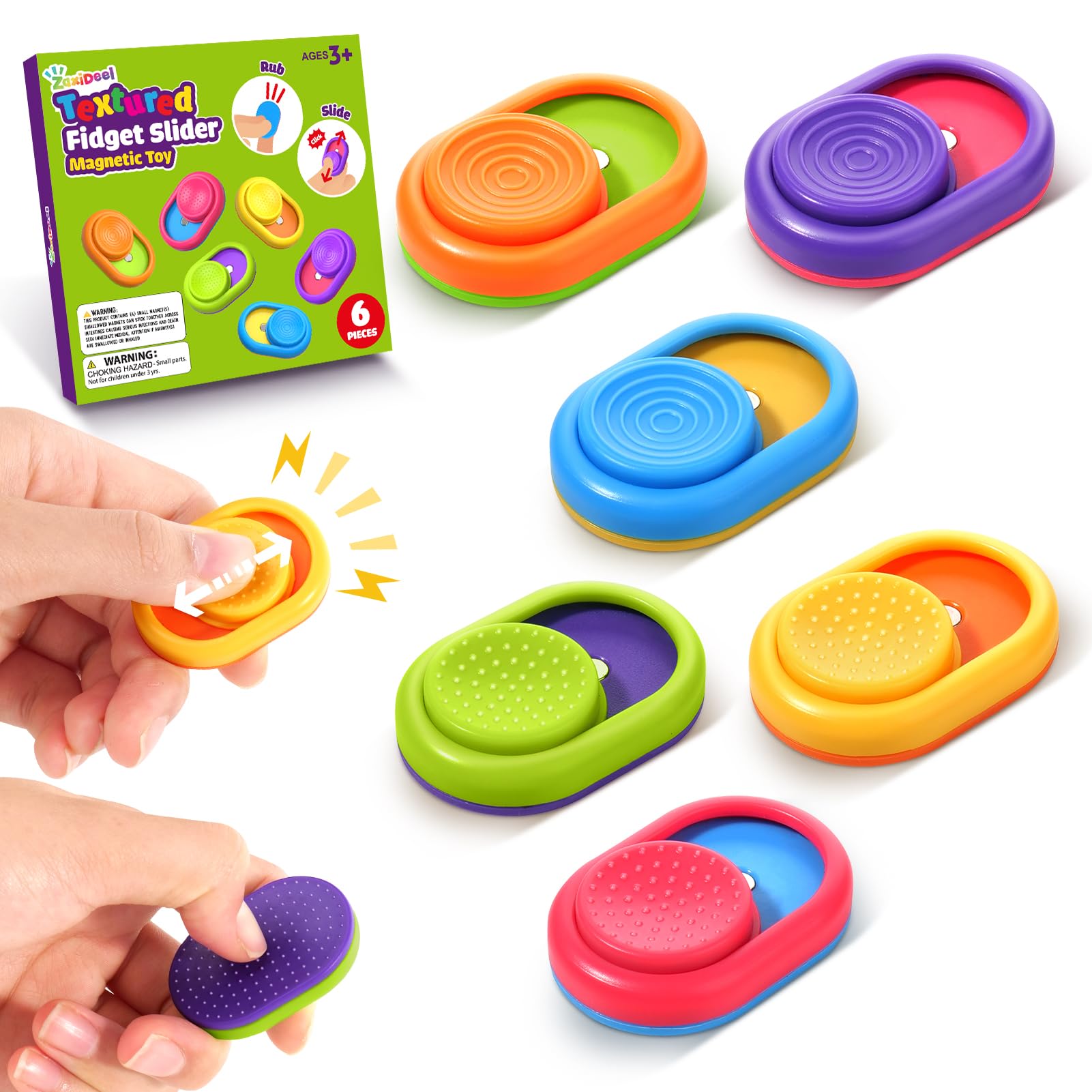 Sensory Fidget Magnetic Toys for Kids: Textured Fidget Sliders for Autism Claming - Stress Relief Item Fun Small Fidgets Toys for Adult Office Desk - Travel Essential Classroom Must Have
