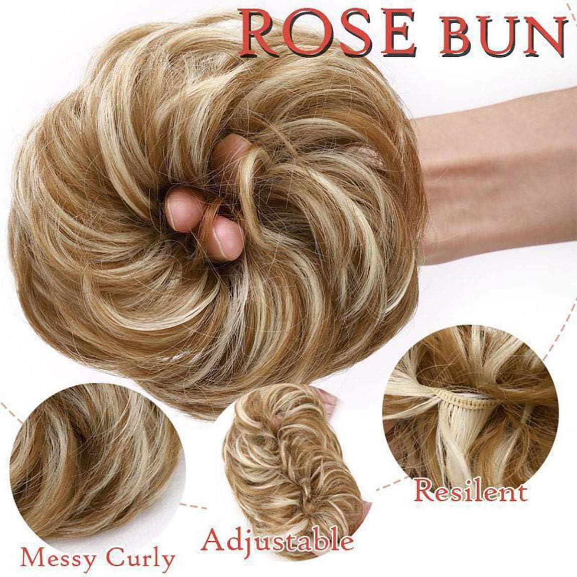 Hair Extensions Hairpiece Scrunchie Updo Messy Ponytail Bun Wavy Voluminous Sandy Blonde to Bleach Blonde - Image 5