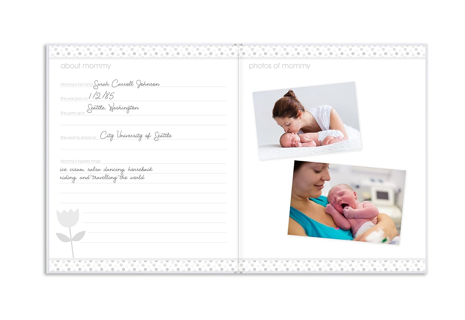 Pearhead First 5 Years Baby Memory Book with Sonogram Photo Insert, Black and Gold Polka Dot : Baby