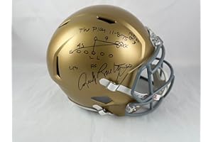 BM AUTHENTICS Rudy Ruettiger Signed Autographed Gold Notre Dame Full-Size Speed Replica Football Helmet with JSA COA - Sack Play Inscription