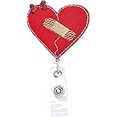 Valentines Day Heart Nurse Retractable Name Card Badge Holder Reel with Alligator Clip, 24 inches Thick Pull Cord