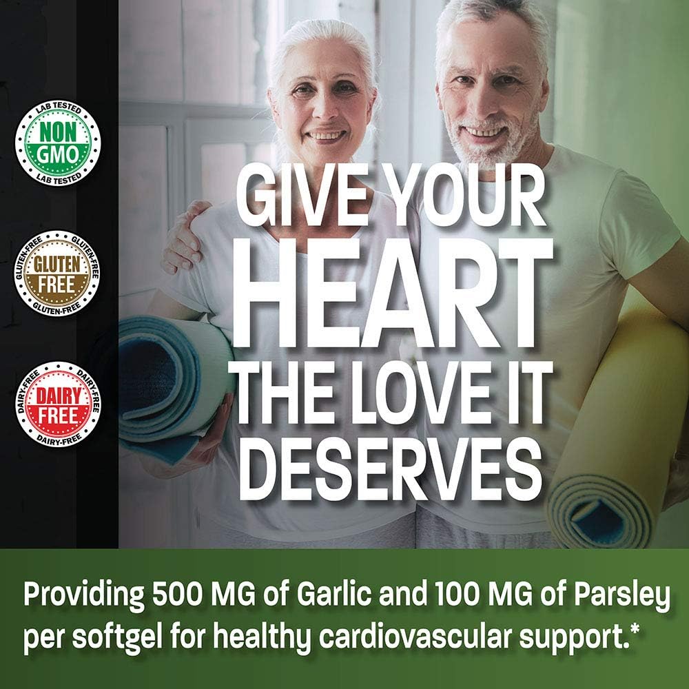 Bronson Odorless Garlic with Parsley Capsules 500 mg - Supports Cardiovascular Health - Promotes Immune Function, Non-GMO, 180 Softels: Health & Personal Care