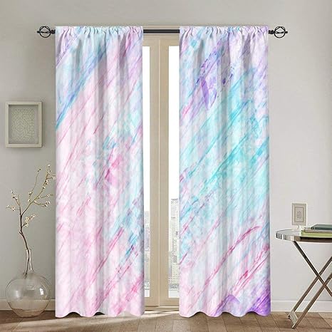 Amazon 断熱 遮熱カーテンターコイズブルー ピンク 紫の大理石のテクスチャベクトル104in X72in 260cm X180cm カーテン オンライン通販