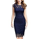 Miusol Women's Retro Floral Lace Slim Evening Cocktail Mini Dress