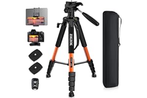 ZIKZOK 75inch Camera Tripod for ipad iPhone, Heavy Duty Aluminum Tripod with 360° Panoramic Ball Head,Compatible with Canon/Nikon/Sony DSLRs (Load 15 lbs for Travel/Live Streaming/Macro Shooting)