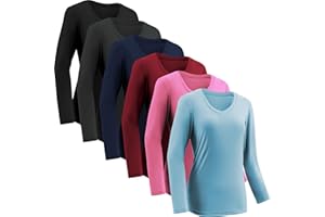 TVKSOM Moisture Wicking Shirts for Women Quick Dry Athletic Running Long Sleeve T Shirts Womens V Neck Workout Tops