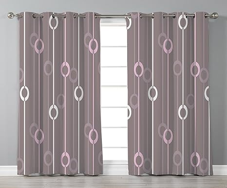 Thermal Insulated Blackout Grommet Window Curtains Geometric