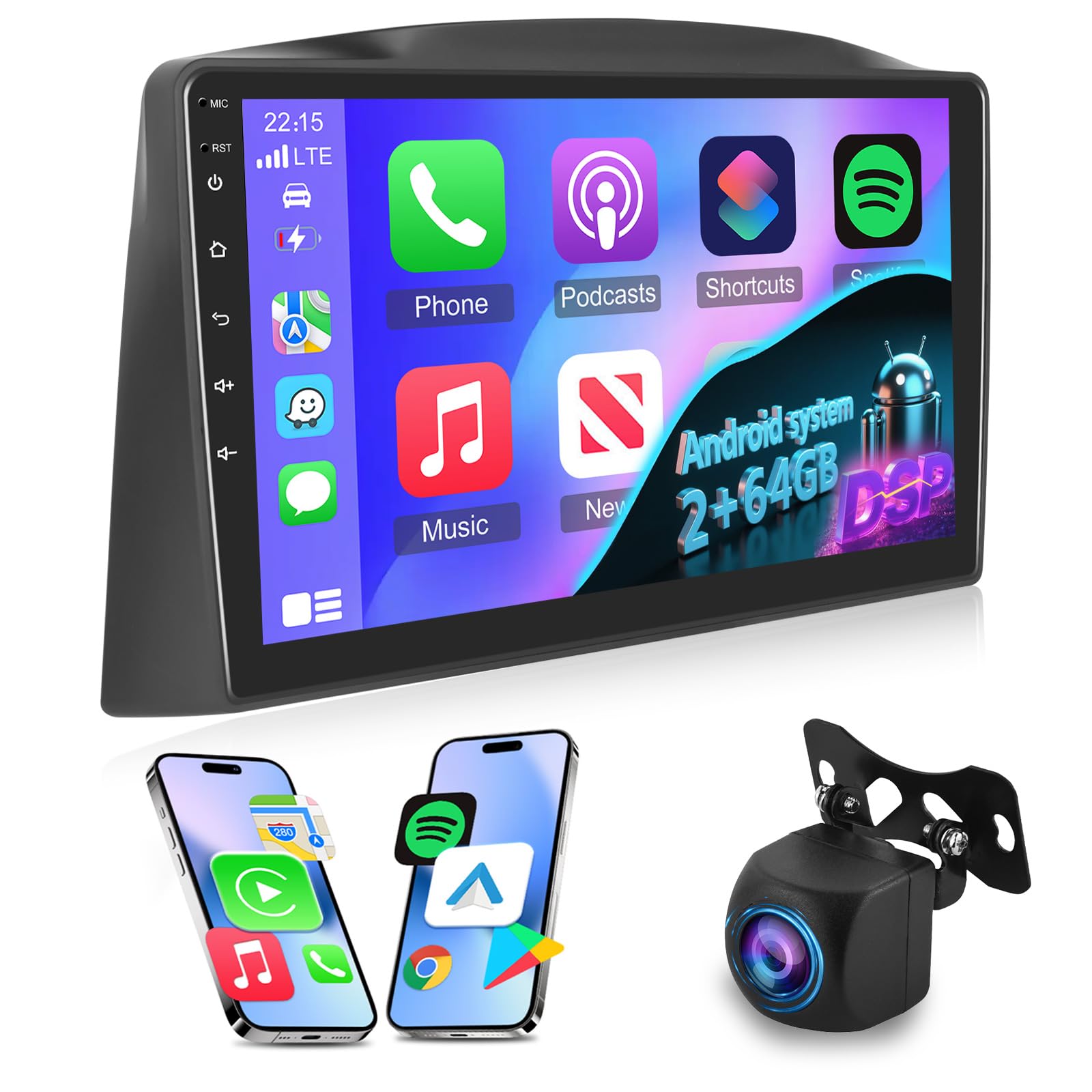 Photo 1 of [2+64G] Car Stereo for Jeep Grand Cherokee 2005 2006 2007, 10.1 Inch Touchscreen Android Radio - Wireless Carplay & Android Auto, DSP/EQ, 5G/WiFi, GPS, Multi UI, SWC + Backup Camera + Canbus