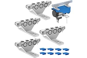 LookFox 6+2 Wheel Unistrut Trolley - Anti-Lock & Anti-Fall, Electric Hoist Trolley, Unistrut Rollers, for All 1-5/8" Wide or Taller Strut Channel, for Garage/Workshop Hoist Silent Systems (4pack)