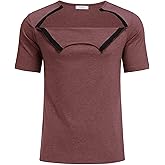 Dyeek Chemo for Shirt Port Access Chemotherapy Must Haves Tear Away Side Snap Short Sleeve Post Shoulder Surgery Shirts