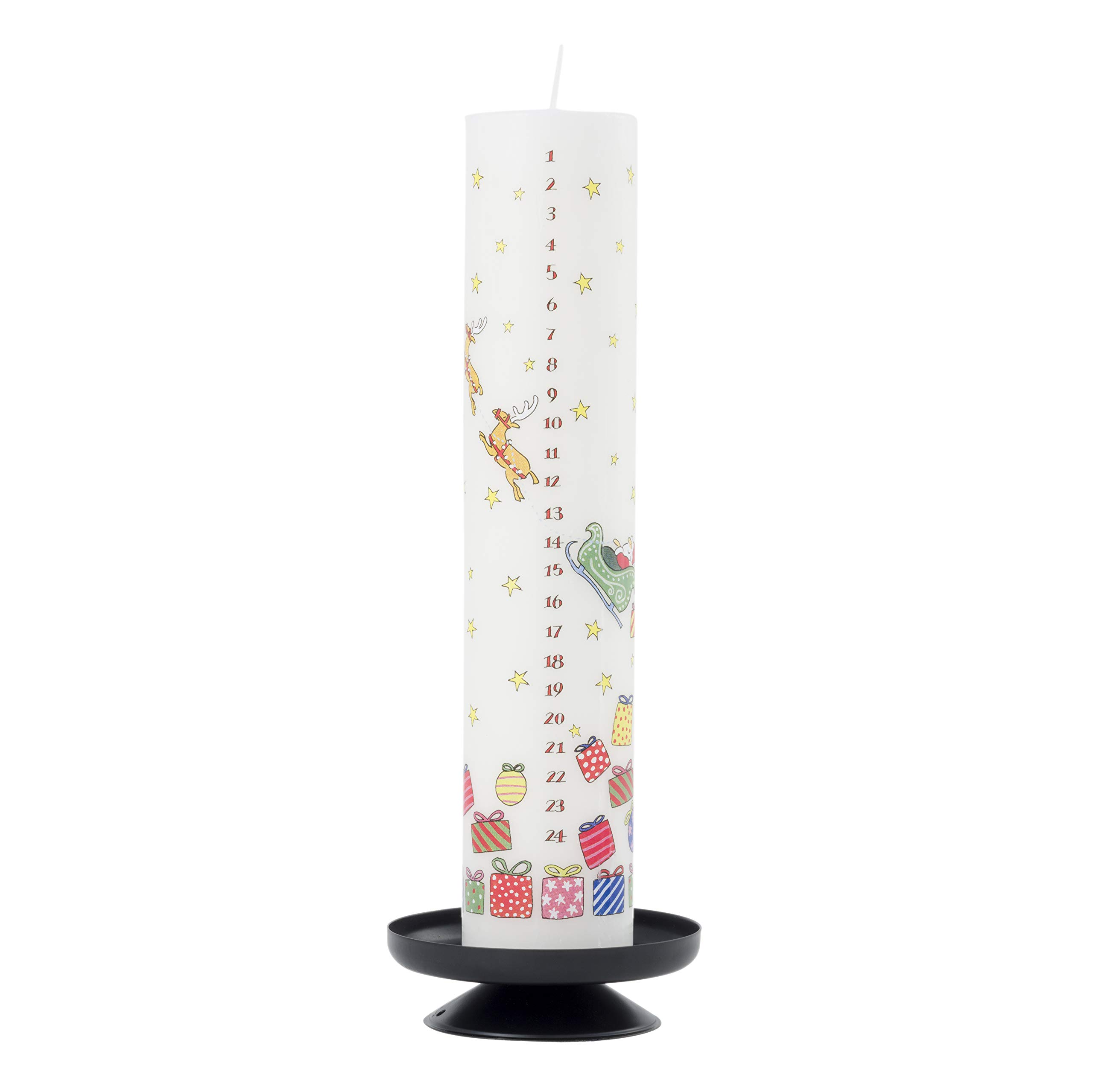 Alison Gardiner Santa's Sleigh Wax Unique Festive Advent Pillar Candle 50 Hours Burn Time 4.5 cm x 25.5 cm