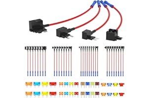 RVBOATPAT 36PCS Fuse Tap 12V 4 Types Add a Fuse Kit with 5A 10A 15A 20A Fuse Standard Low Profile Fuse Tap Adapter Mini and M