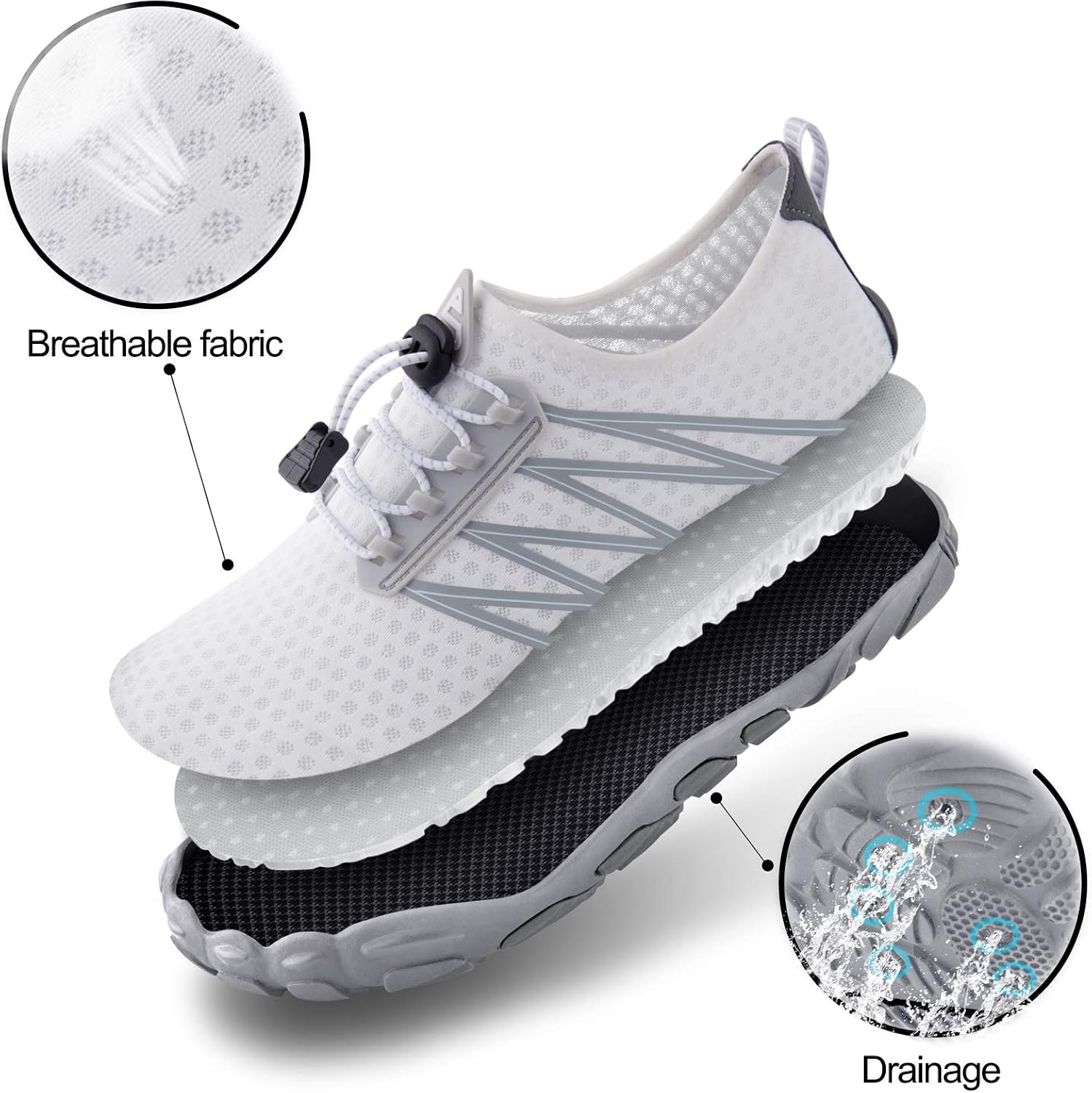  | SEEKWAY Mens Womens Water Shoes Quick-Dry Aqua Sock Barefoot Athletic Sports Shoes for Outdoor Beach Swim surf Walking Diving Boating Hiking Pool | Water Shoes