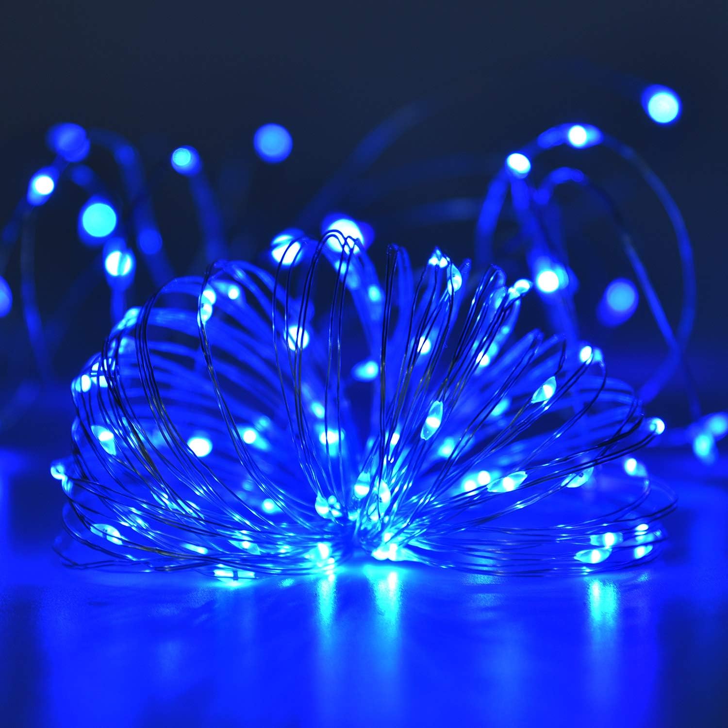 2 Pack 100 LED Solar Powered String Lights, Outdoor Waterproof Copper Wire 8 Modes Fairy Lights for Garden, Patio, Party, Yard, Home (Blue) : Garden & Outdoor