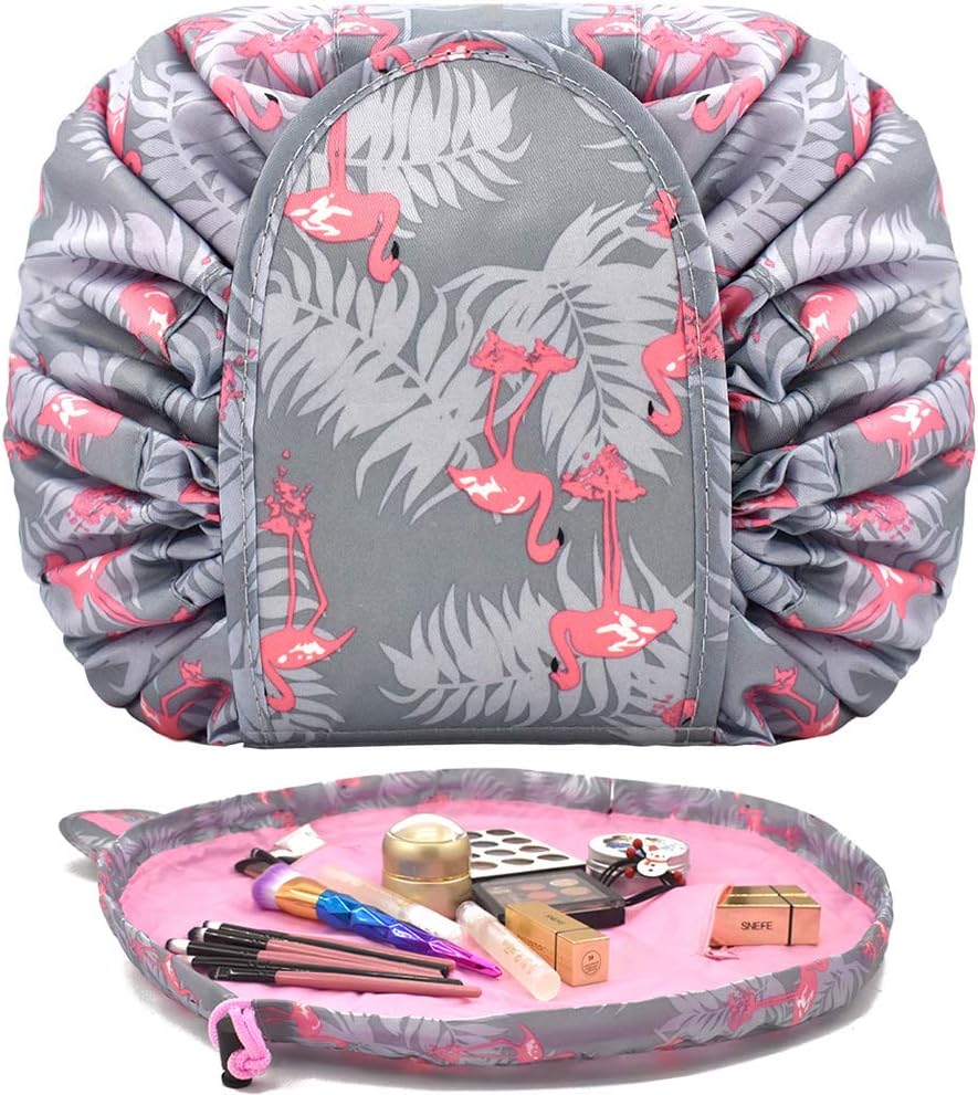 TOPSEFU Lazy Drawstring Make up Bag Portable Large Travel Cosmetic Bag Pouch Travel Makeup Pouch Storage Organiser For Women Girl