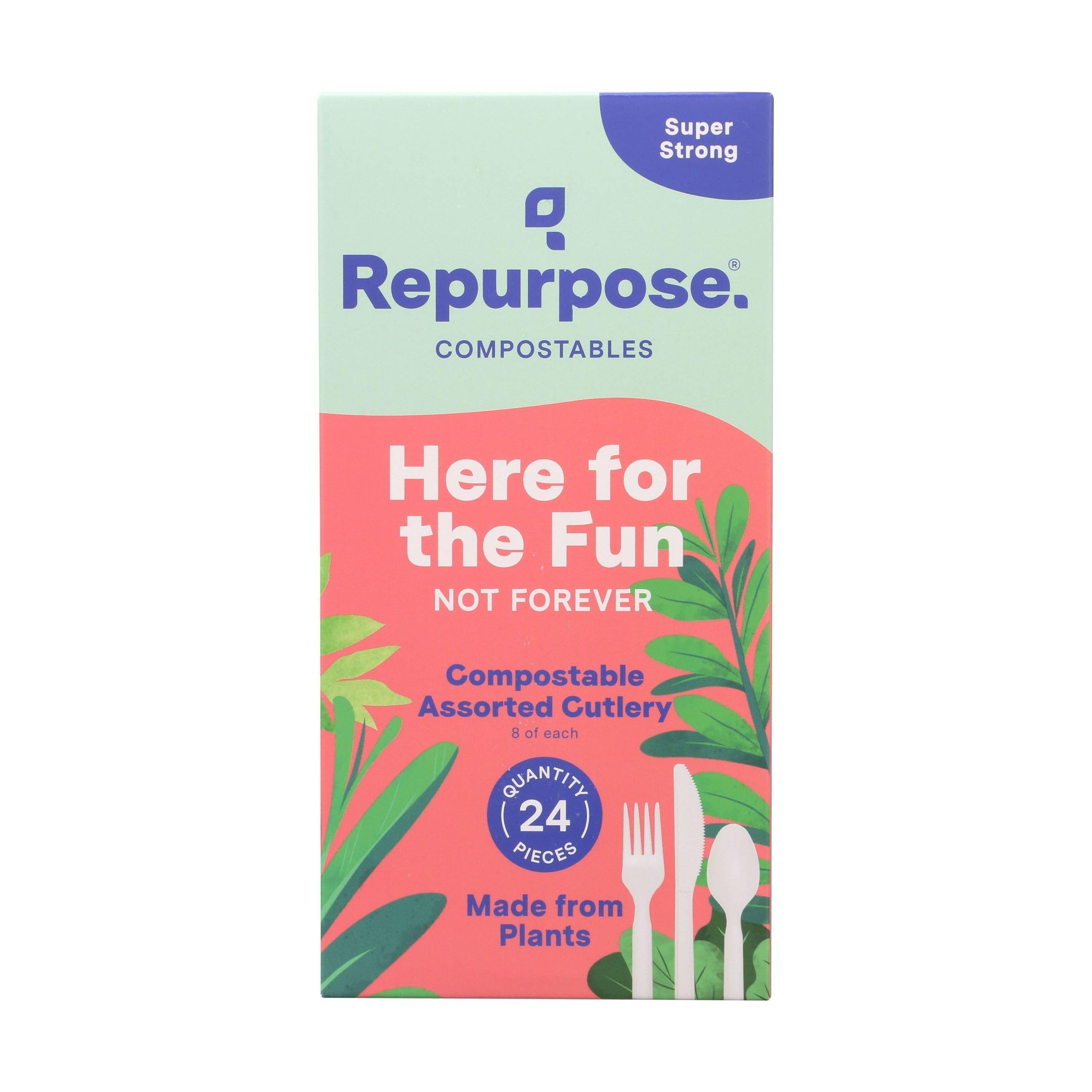 Repurpose Kompostierbares Besteck-Set – 24 Teile Aus Pflanzenmaterial, BPI-zertifiziert