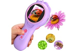 Flooyes Microscope for Kids 5-12, 5MP HD Digital Handheld Microscope with 4X Magnification, Mini Pocket Portable Microscope E
