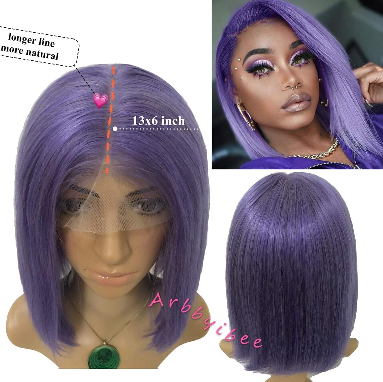 Amazon Com Belaved Purple Lace Front Wigs Short Bob Real Human