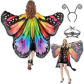 Sunlisky Halloween Costumes Woman 2025-Butterfly Costume Wings Cape with Lace Mask and Headband for Women Adult