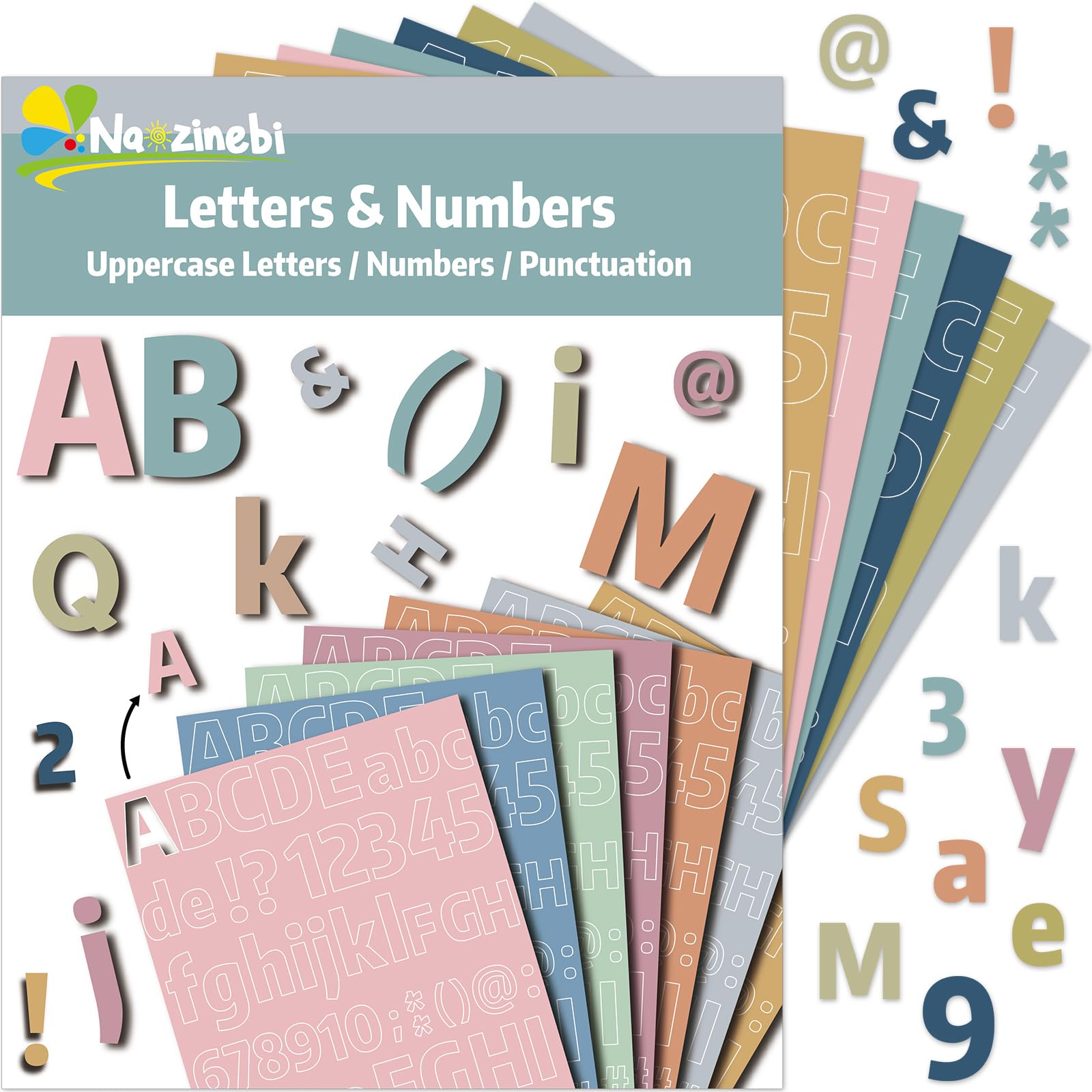 Photo 1 of 2016 Pcs in Board Letters for Classroom Boho Colorful Pastel Alphabet Numbers and Punctuation Cutouts Punch Out Letters for Poster Bulletin Board Classroom