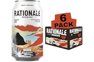 Rationale Brewing Non Alcoholic Beer, Hazy IPA, Premium Craft NA Beer, Low Calorie Zero Alcohol Alternative, Award Winning Non-Alcoholic Drinks