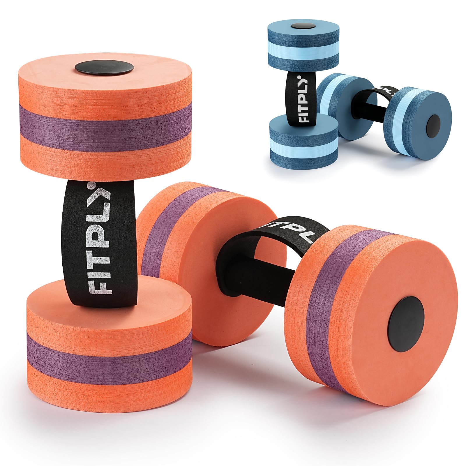 Photo 1 of Fitply Water Weights Aquatic Pool Dumbbells for Swimming Exercise - EVA Foam Swim Pool Weights with Handle Strip, 2PCS Lightweight Water Dumbbells, Aerobics Swimming Exercise Equipment