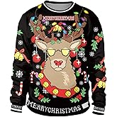 QPQEQTQ Unisex Ugly Christmas Sweatshirt Funny 3D Graphic Pullover Long Sleeve Crewneck Sweater for Women Men