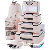 Veken 8 Set Packing Cubes for Travel Essentials, Suitcase Organizer Bags in 4 Sizes, Carry-On Luggage Accessories with Laundry Bag, Airplane Must Have, Gifts for Women Men