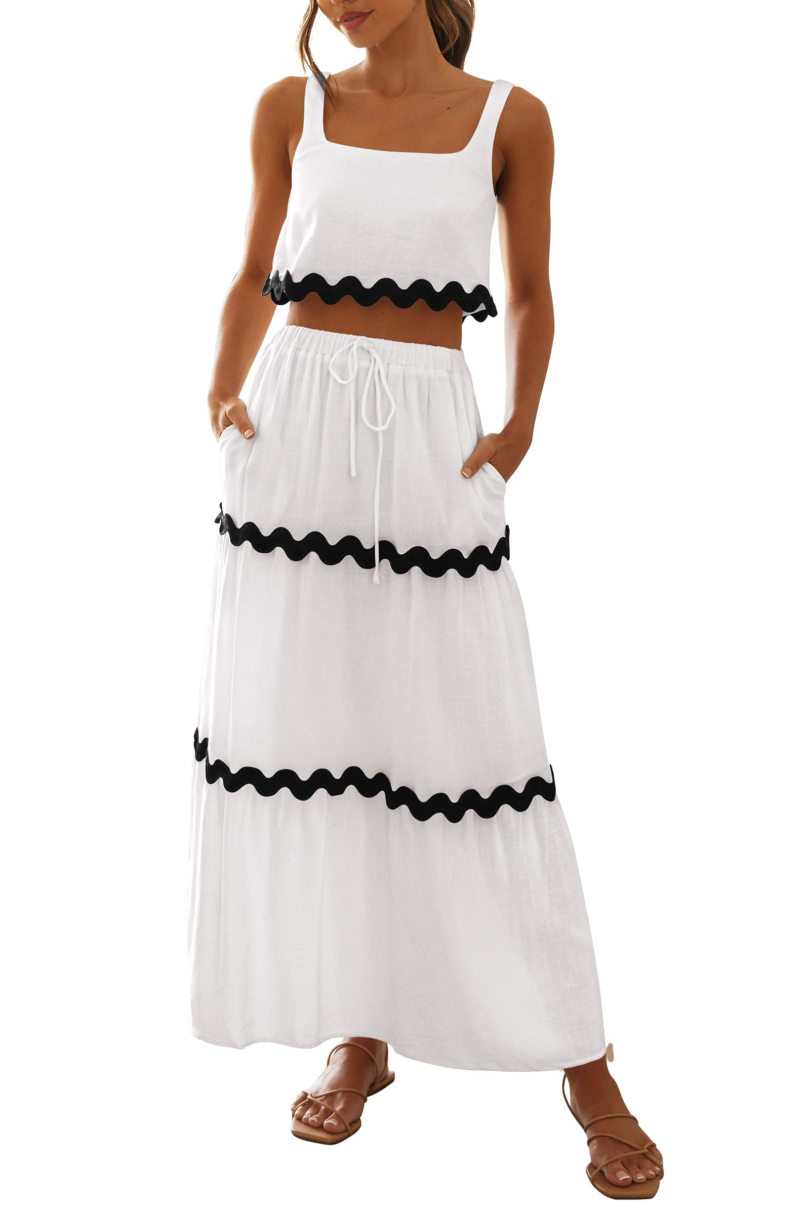 Casual Sleeveless Vest and High-Waisted Skirt Set