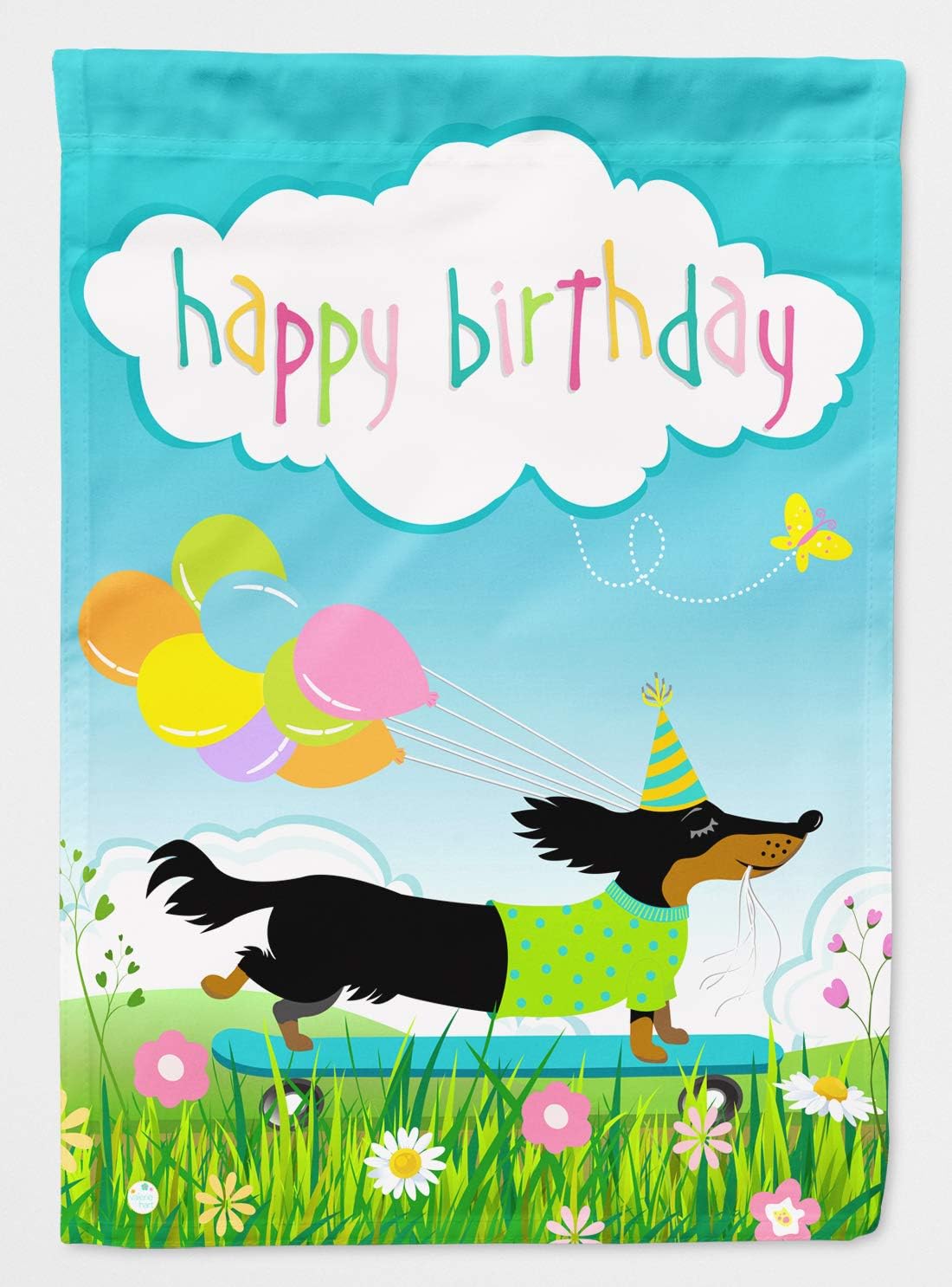 Caroline's Treasures VHA3029GF Happy Birthday Dachshund Garden Outdoor-Flags, Multicolor
