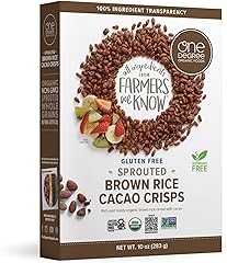 One Degree Organics Sprouted Brown Rice Cacao Crisps Cereal, Glyphosate-Free, Gluten-Free, USDA Organic, Non-GMO, Whole Grain