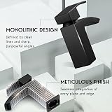 Hapilife Basin Taps Waterfall Black Matte Mono 1 Hole with Slotted Waste view 9
