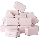 Kigeli 20 Pcs Small Makeup Bag Bulk PU Leather Cosmetic Bags with Zipper Preppy Makeup Pouch Toiletry Bag for Women Wedding Bachelorette Party Gift Travel Storage Organizer(Light Pink)
