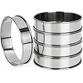 FANGSUN 4 Inch English Muffin Ring, Crumpet &amp; Cookie Ring Set, 5 Pack | Stainless Steel, Dishwasher Safe, Oven-Safe 500&deg;F, Ring Molds for Round Cake, Baking, Pancakes &amp; Muffins, Double Rolled Edges