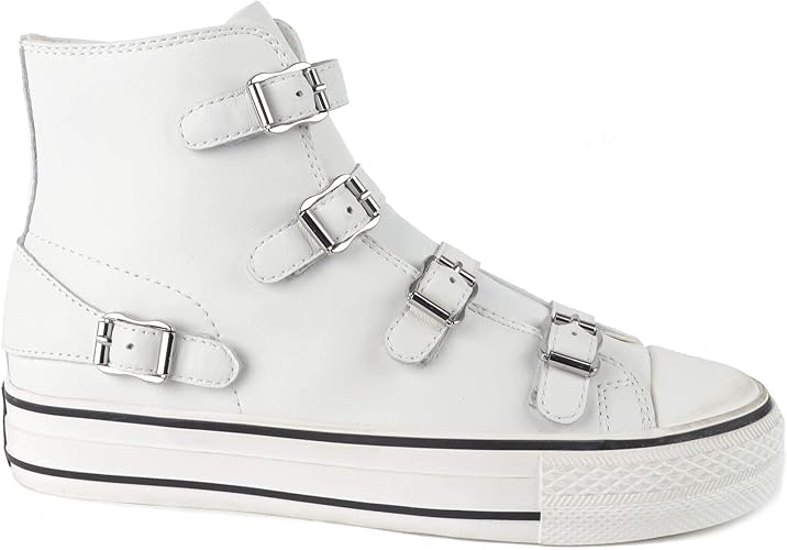 white leather platform trainer