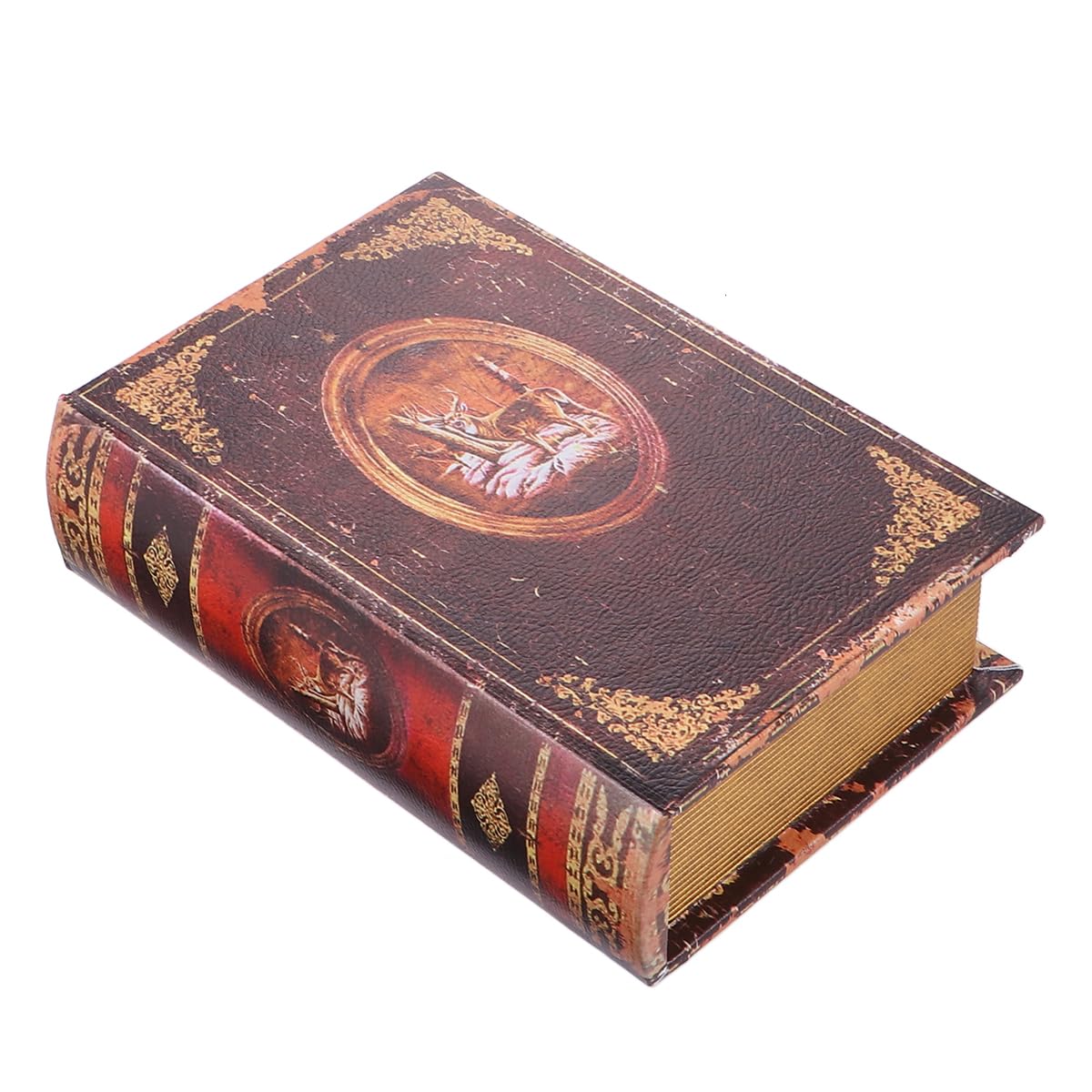 Garneck Decorative Book Boxes Decorative Books With Compartment Money Jewelry Vintage Storage Boxes Home Decor (Brown)