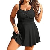 Yonique Plus Size Swim Dresses for Women- One Piece Swimsuit Tummy Control Flowy Bathing Suit Full Coverage Swimwear 2025