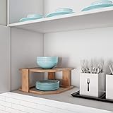 Lavish Home 2-Tier Bamboo Corner Shelf for Kitchen