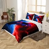 Loussiesd Gamer Bedding Set Double Size Red Blue Duvet Cover 3 Pcs view 4