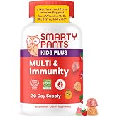 SmartyPants Kids Multi &amp; Immunity Multivitamin Gummies,Vitamin D &amp; C, 60 Ct | Vitamins B6, B12, A, Biotin, Iodine, Gluten Free, Clean Label, 30 Day Supply