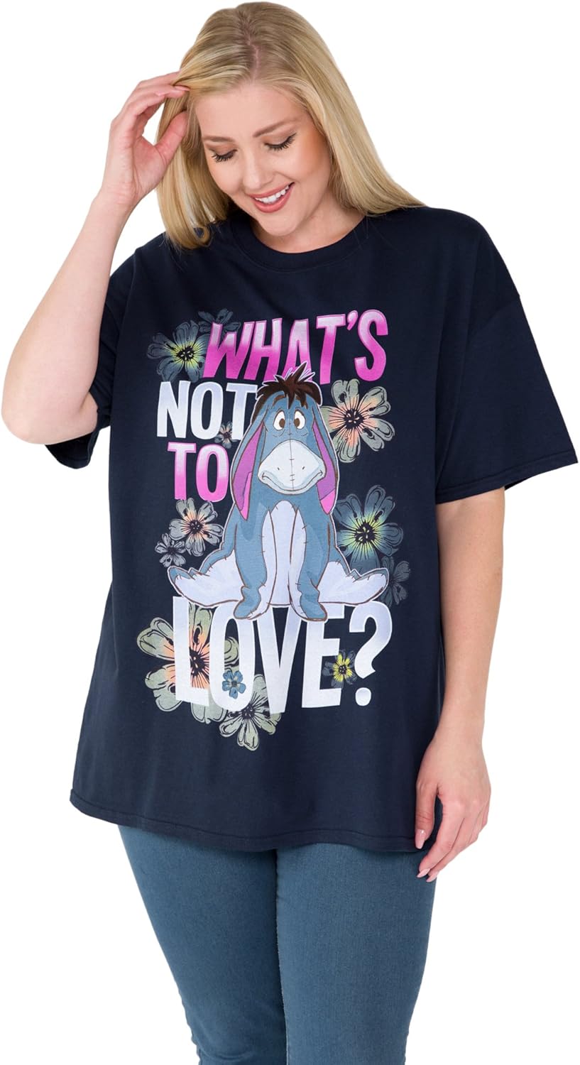 Disney Women's Plus Size T-Shirt Eeyore What's Not to Love Print Navy Blue: Clothing