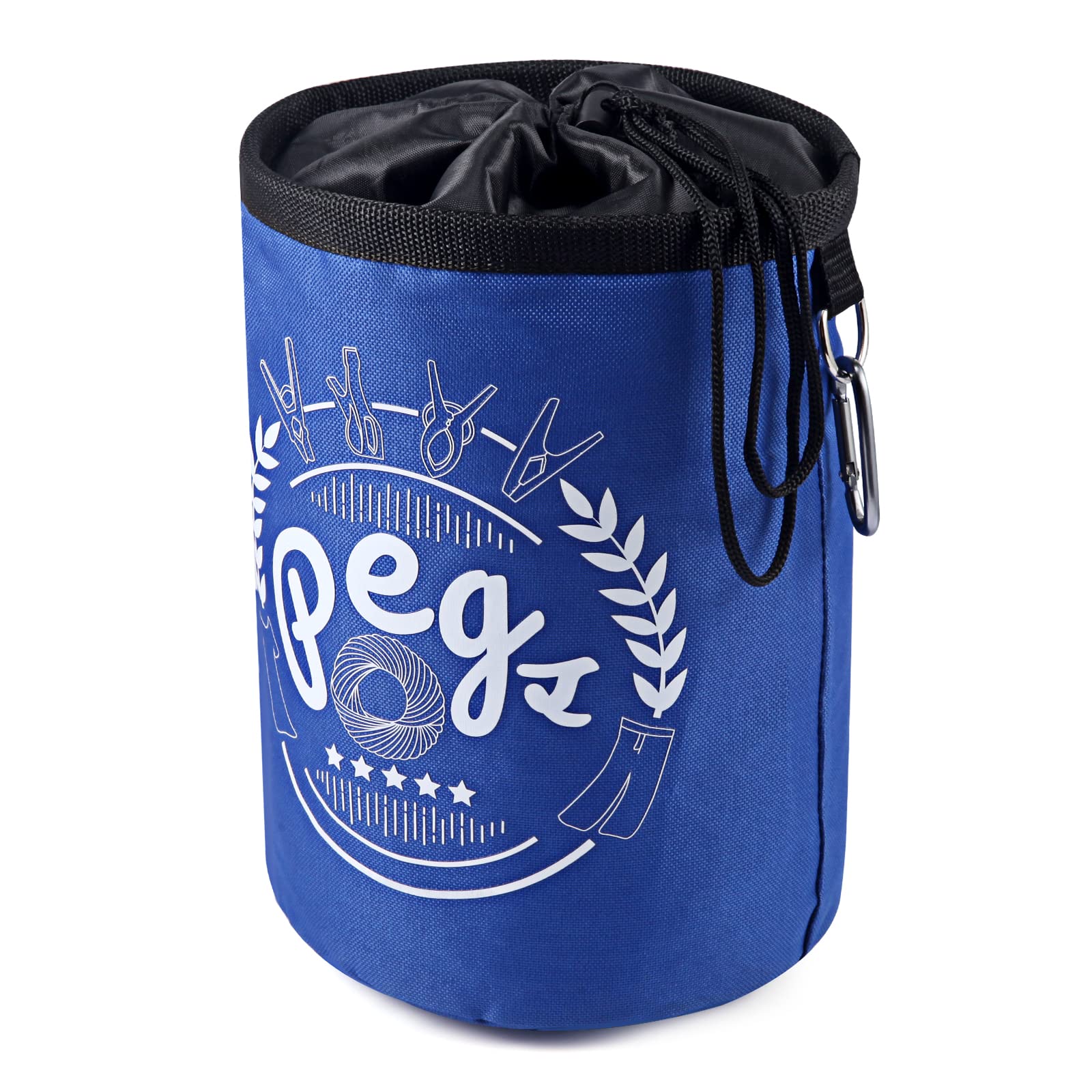 Bepilesto Large Peg Bag Waterproof with Draw String, Hanger Clips Hanging Snap Hook for Outdoor Use Blue, (HYS-A20110)