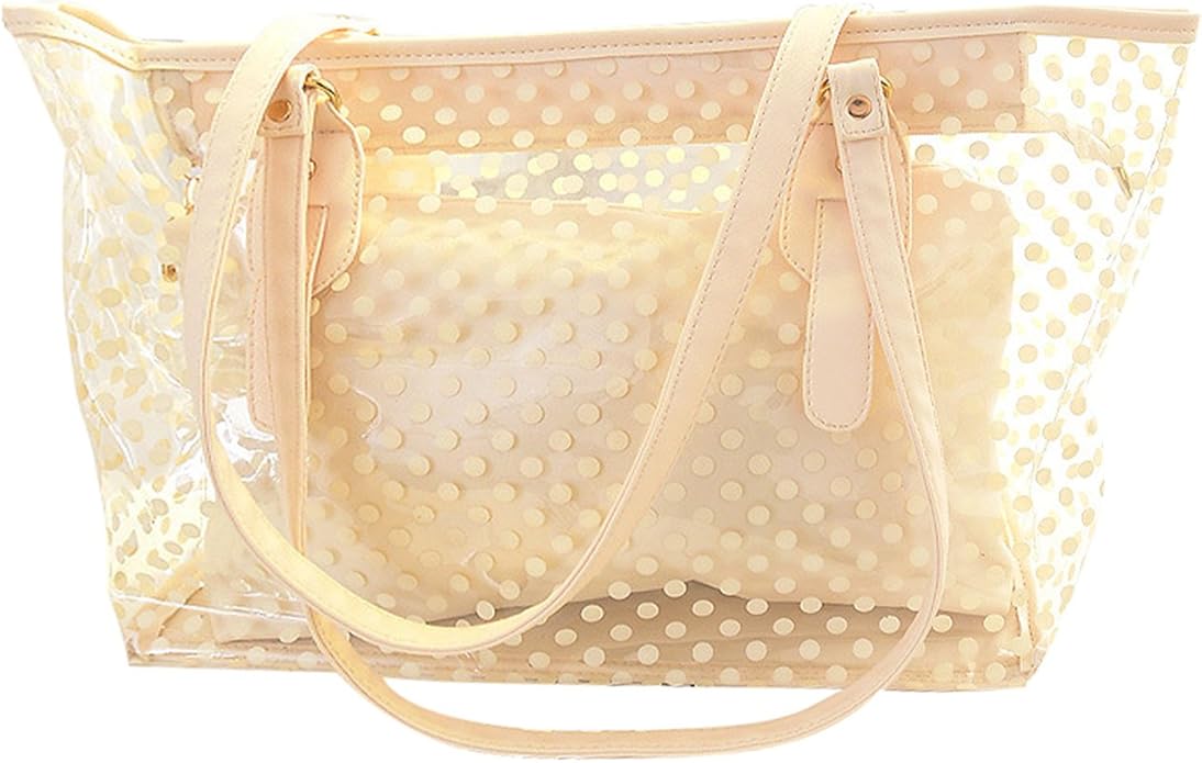 NOTAG Clear Beach Bag, Candy Color Polka Dot Beach Tote Handbag Semi