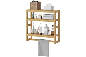 viewcare Bathroom Shelves for Storage, Small Shelf Over Toilet, Adjustable 3 Tiers Shelf for Bathroom Storage (Natural)