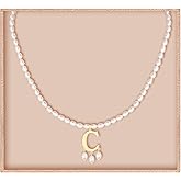 JSJOY Freshwater Pearl Necklace for Women 925 Sterling Silver Gold Initial A-Z Necklaces Anne Boleyn Necklaces Mother's Day Gifts Graduation Gifts 2026 Birthday Gift for Her