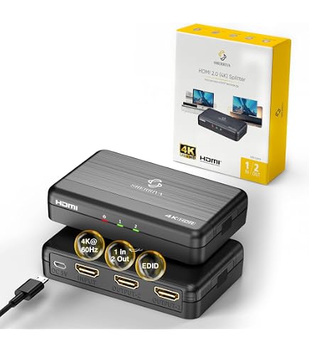 Amazon.com: 8K HDMI Splitter 1 in 2 Out (Mirror Only) – HDMI 2.1