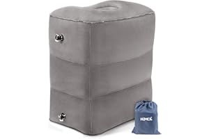 HOMCA Inflatable Travel Foot Rest Pillow, Adjustable Height Leg Pillow，Fast Inflating Airplane Bed for Toddlers，Footrest Pillow for Office, Airplane，Train，Cars，Home